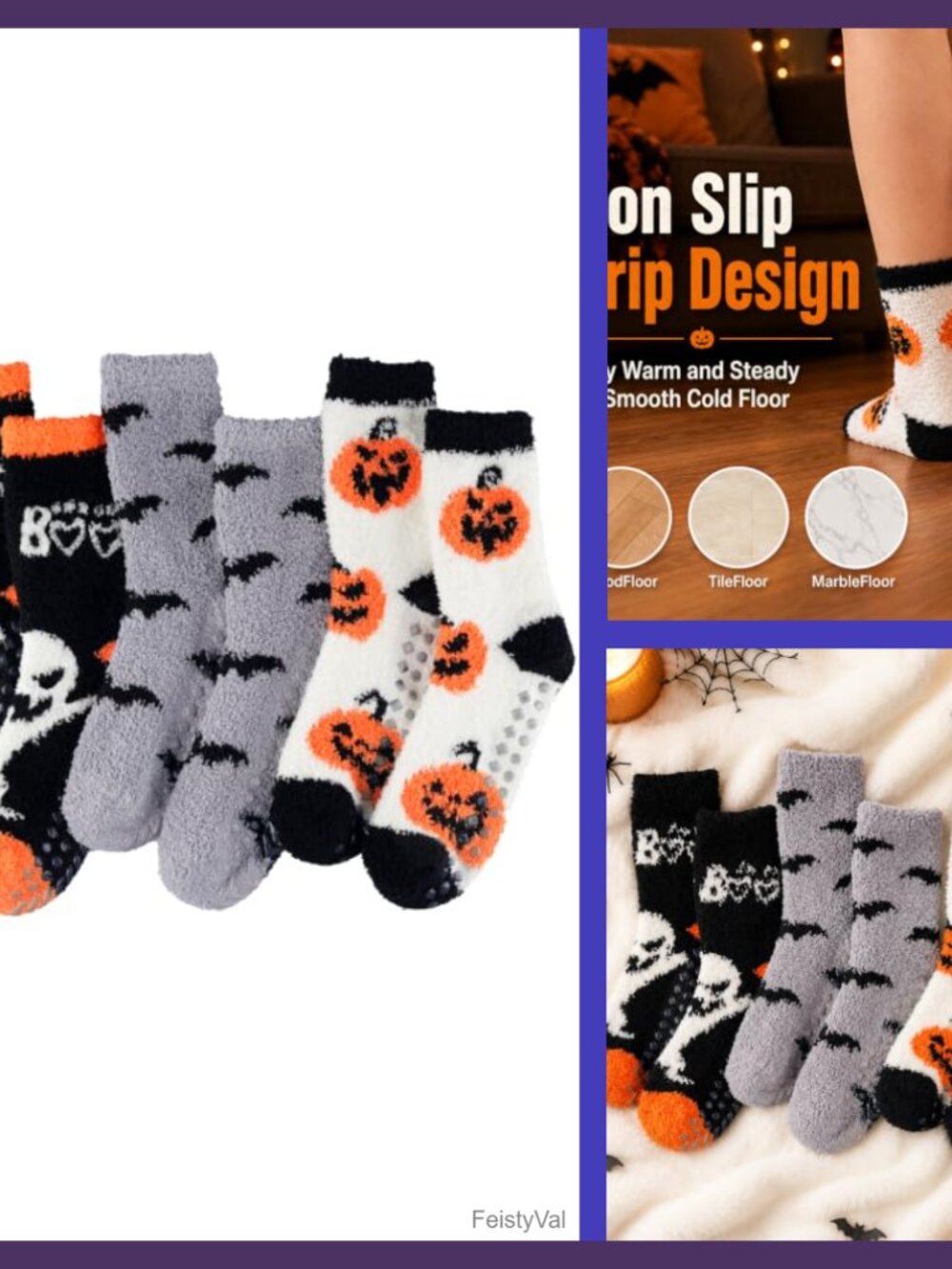 Fuzzy Slipper Socks for Women 3 Pairs Non Slip Cozy Warm Gift